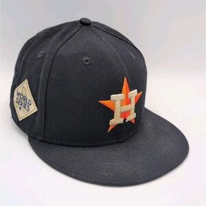 New Era 2017 World Series Houston Astros  59FIFTY Fitted Hat 7 3/8 Navy WORN